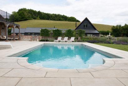 The outdoor swimming pool at Bix Cottage, Chiltern Hills