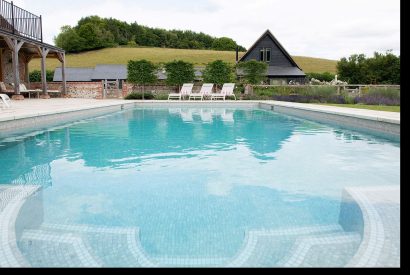 The outdoor swimming pool at Bix Cottage, Chiltern Hills