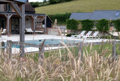 The outdoor swimming pool at Bix Cottage, Chiltern Hills