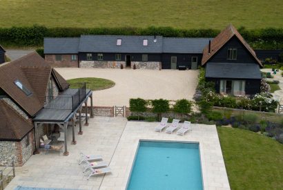 The outdoor swimming pool at Bix Cottage, Chiltern Hills