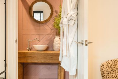 A shower room at Clay Hill House, Chapmanslade, Wiltshire