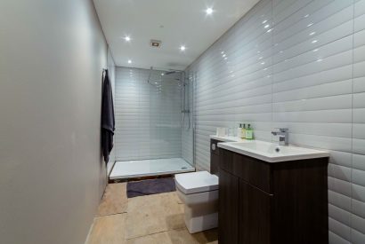 A shower room at Sherwood Lodge, Sherwood Forest