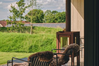 The private veranda at Hygge Hideaway, Somerset