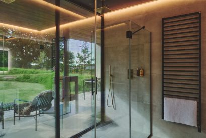 The shower room at Hygge Hideaway, Somerset