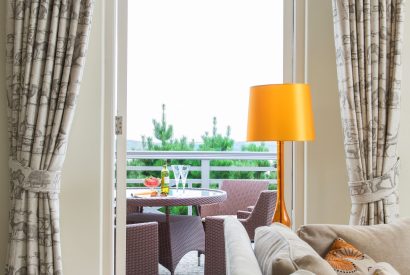 View to the terrace at Ocean Beach House, Devon