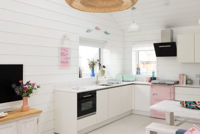 The kitchen area at The Shack, Cornwall