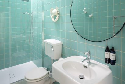 The shower room at The Shack, Cornwall