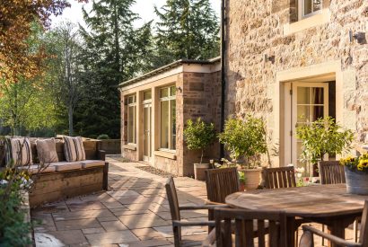 The outdoor dining area at Douglas Retreat, Edinburgh