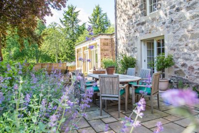 The outdoor dining area at Douglas Retreat, Edinburgh