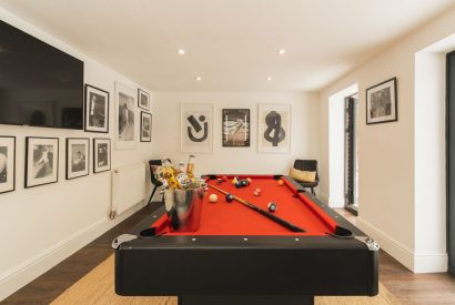 The games room at The Great Hall, Chapmanslade, Wiltshire