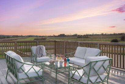 The roof terrace at The Pool house, Chapmanslade, Wiltshire