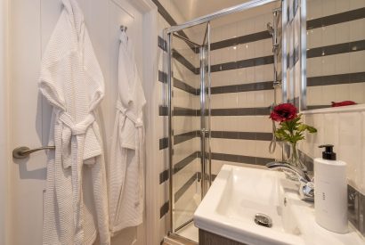 A shower room at The Pool house, Chapmanslade, Wiltshire