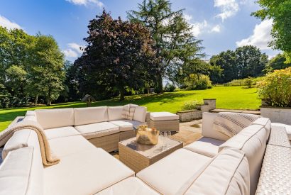 Outdoor seating area at Garden Cottage, Cheshire