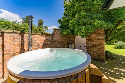 The wood fired hot tub at Garden Cottage, Cheshire