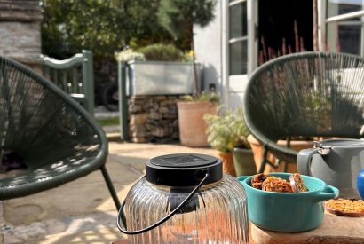 Outdoor seating at Sweet Pea Cottage, Litton, Peak District