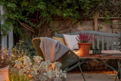 Outdoor seating at Sweet Pea Cottage, Litton, Peak District