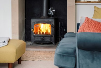 The log burner at Sweet Pea Cottage, Litton, Peak District