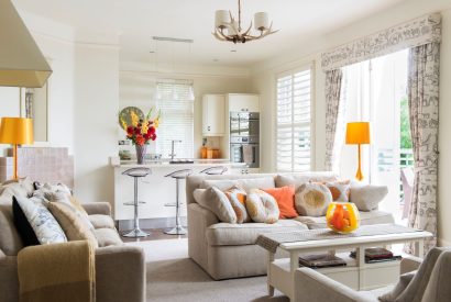 Open plan living space at Ocean Beach House, Devon