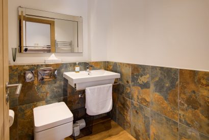 A shower room at Lomond House, Loch Lomond