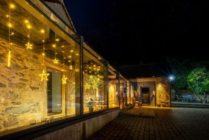 The entrance at night at Lomond House, Loch Lomond