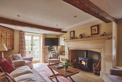 The living room at Withington Grange, Cotswolds 