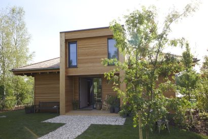 The exterior of Lakeside Cabin, Cotswolds