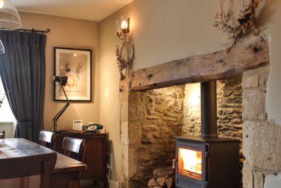 The log burner at Fox Cottage, Cotswolds