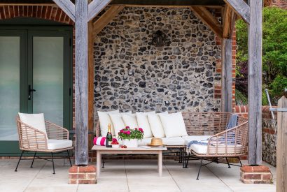 Outdoor seating at Bix Cottage, Chiltern Hills