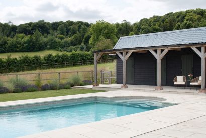 The outdoor swimming pool at Bix Cottage, Chiltern Hills