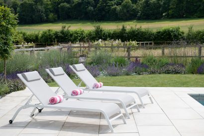 Sun loungers at Bix Cottage, Chiltern Hills