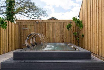 The hot tub at Splendor Retreat, Chapmanslade, Wiltshire