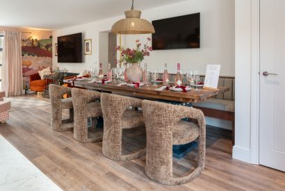 The dining area at Splendor Retreat, Chapmanslade, Wiltshire