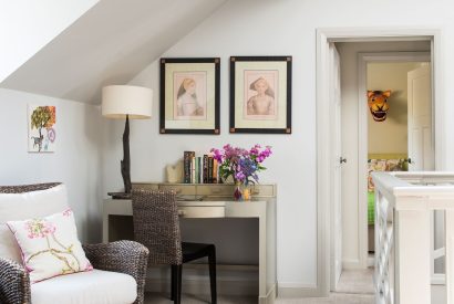 The desk area at Ocean Beach House, Devon