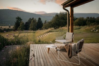 View from the decking at Dubh Lodge, Aberfeldy, Perthshire