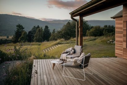 View from the decking at Dubh Lodge, Aberfeldy, Perthshire