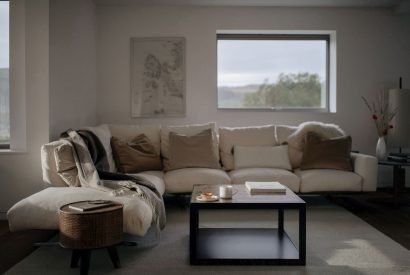 The living room at Dubh Lodge, Aberfeldy, Perthshire