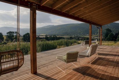 The decking at Dubh Lodge, Aberfeldy, Perthshire