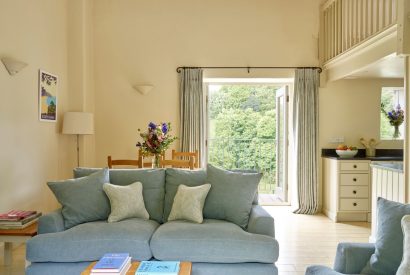 The living room at Tigley Cottage, Devon