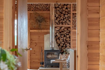 The log burner at Fell Lodge, Lancashire 