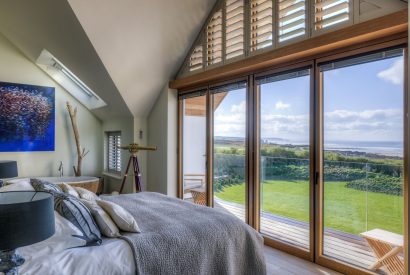 A king size bedroom at Ocean View, Cornwall