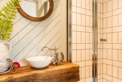 A shower room at Clay Hill House, Chapmanslade, Wiltshire