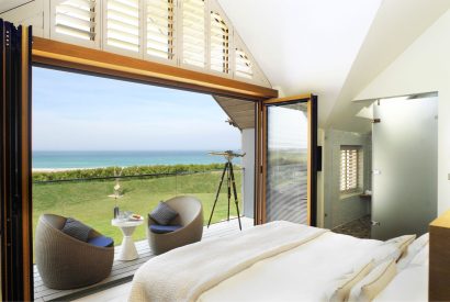 A king size bedroom at Ocean View, Cornwall