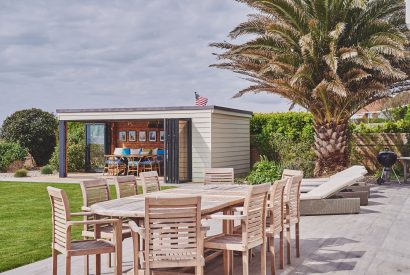 The outdoor dining area at Beach Manor, West Sussex