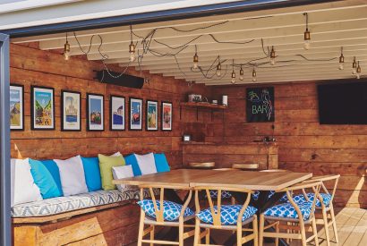 The outdoor dining area at Beach Manor, West Sussex