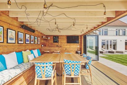 The outdoor dining area at Beach Manor, West Sussex