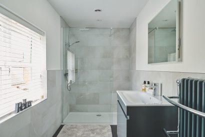 A shower room at Sandy Hill Farm, Staffordshire