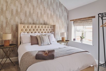 A king size bedroom at Sandy Hill Farm, Staffordshire