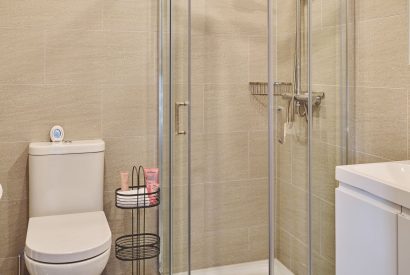 A shower room at Sandy Hill Farm, Staffordshire