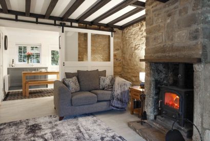 The wood burner at Springhill Cottage, Cotswolds