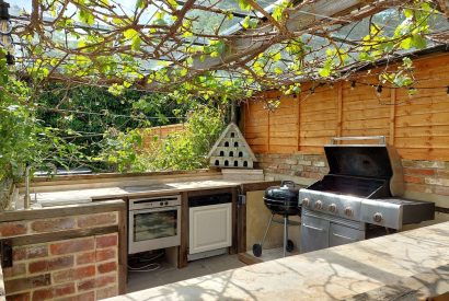 The outdoor kitchen at Hamble Riverside Cottage, Old Bursledon, Hampshire